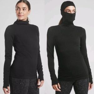 Athleta Flurry Balaclava Rib Mix Hoodie Size SP Black